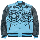 F1060 Cashay Wool Varsity Jacket - Blue From Makobi Jeans USA