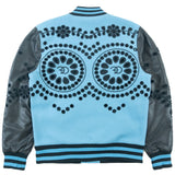 F1060 Cashay Wool Varsity Jacket - Blue From Makobi Jeans USA