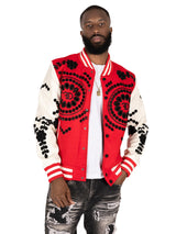 F1060 Cashay Wool Varsity Jacket - Red From Makobi Jeans USA