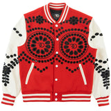 F1060 Cashay Wool Varsity Jacket - Red From Makobi Jeans USA