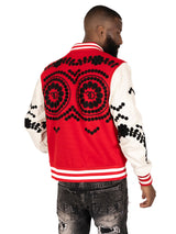 F1060 Cashay Wool Varsity Jacket - Red From Makobi Jeans USA