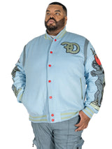 F1071 CASA De Wool Varsity Jacket - Blue From Makobi Jeans USA