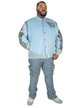 F1071 CASA De Wool Varsity Jacket - Blue From Makobi Jeans USA