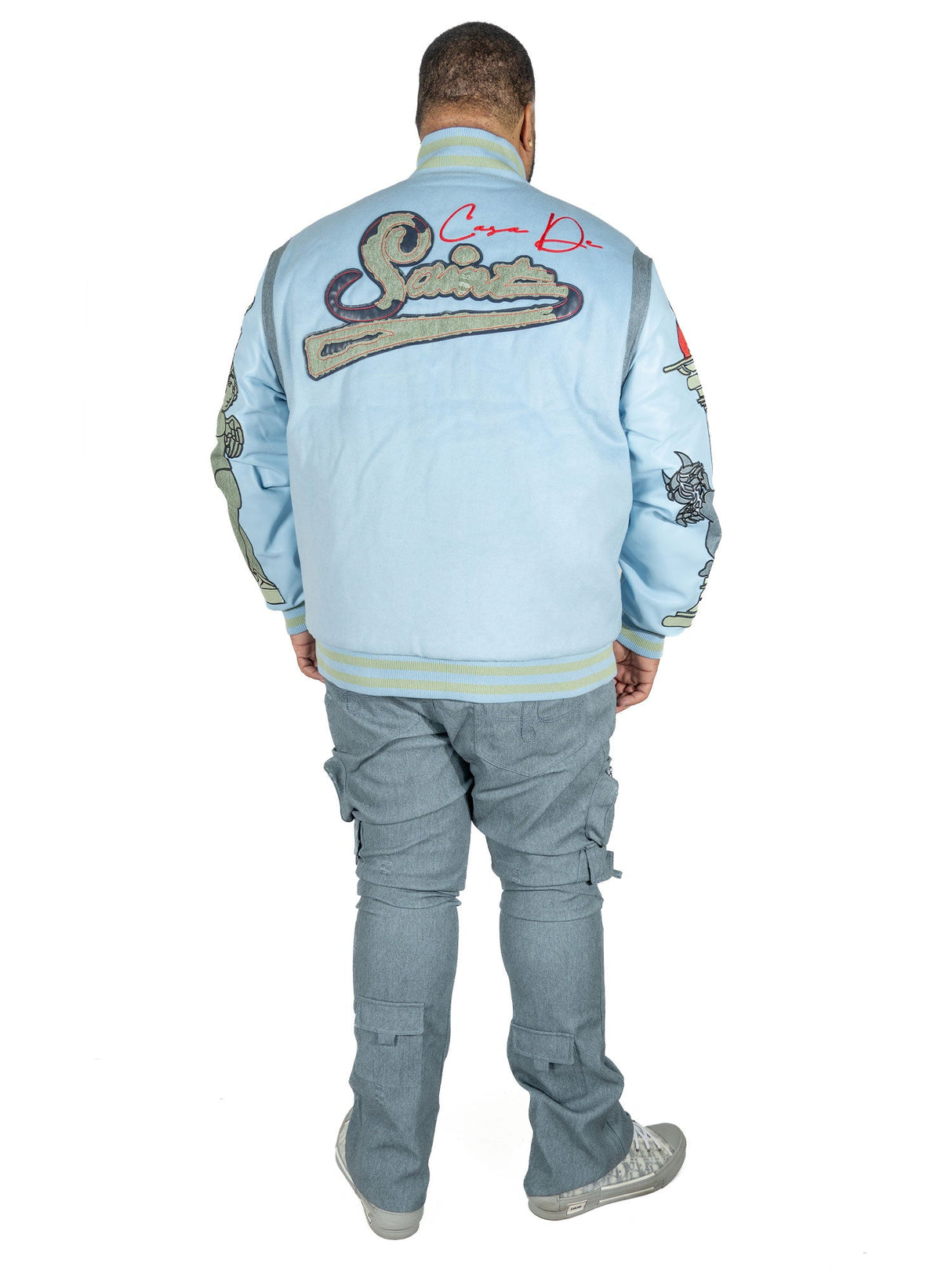 F1071 CASA De Wool Varsity Jacket - Blue From Makobi Jeans USA