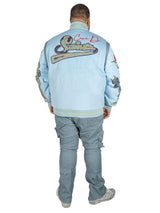 F1071 CASA De Wool Varsity Jacket - Blue From Makobi Jeans USA