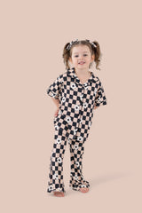 RETRO DAISY CHECKS SHORT SLEEVE DREAM GIRL'S FLARE SET from DREAM BIG LITTLE CO