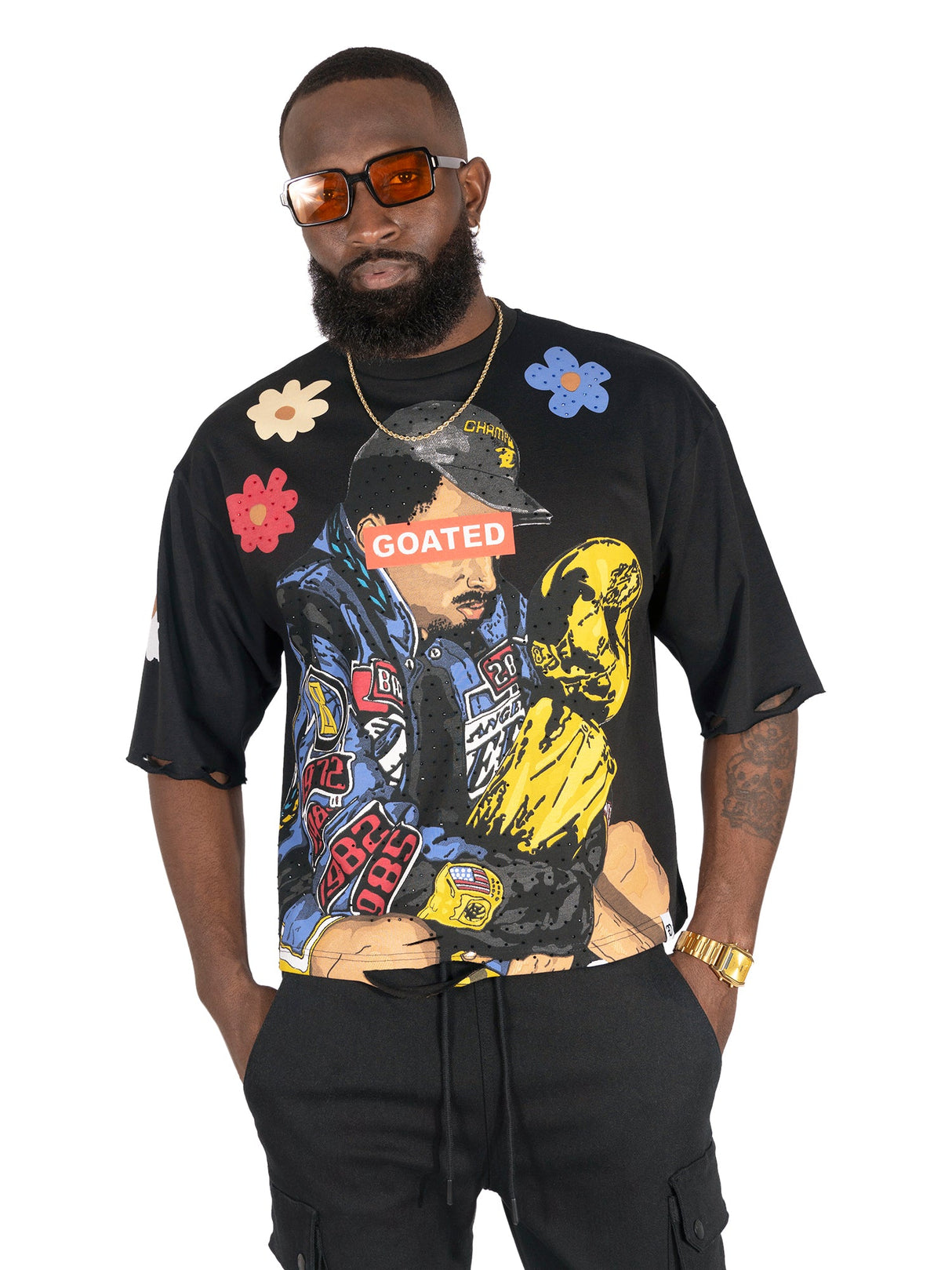 F154 GOAT Crop Tee - Black From Makobi Jeans USA