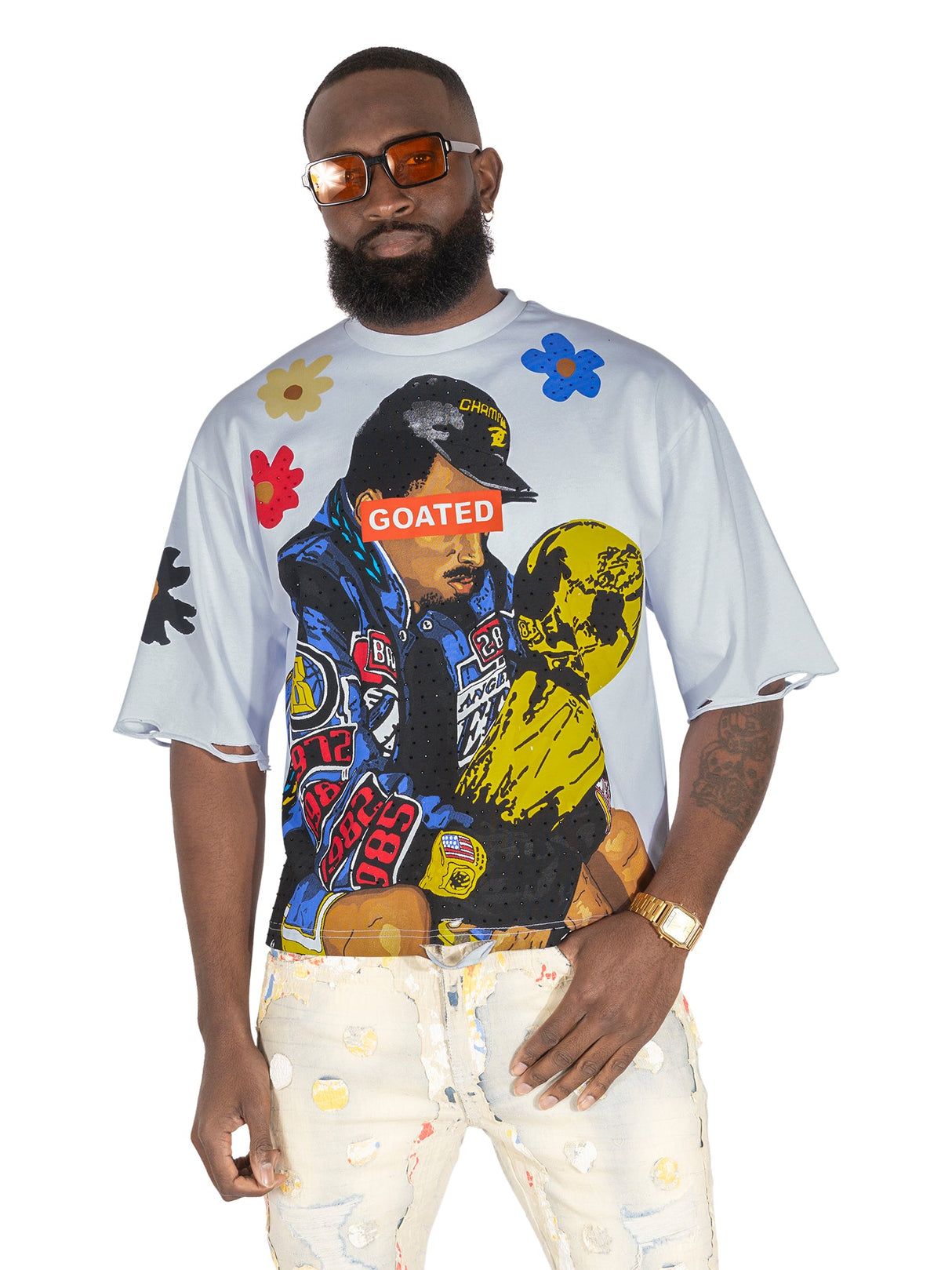 F154 GOAT Crop Tee - White From Makobi Jeans USA