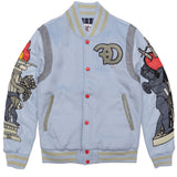 F1071 CASA De Wool Varsity Jacket - Blue From Makobi Jeans USA