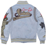 F1071 CASA De Wool Varsity Jacket - Blue From Makobi Jeans USA