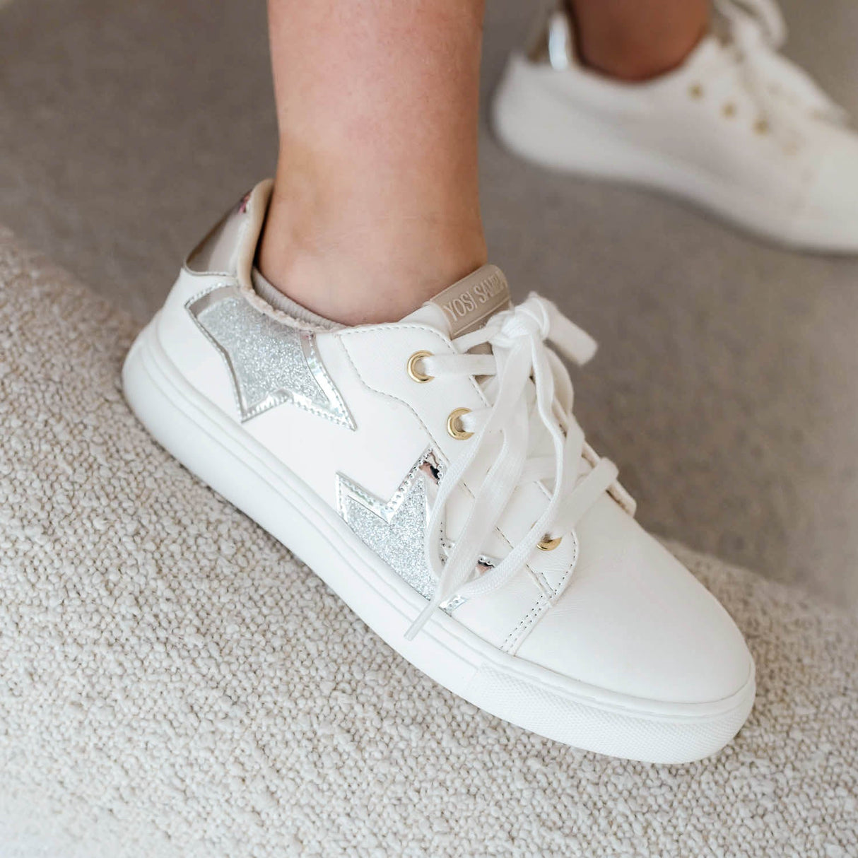 Miss Harper Sneaker in Silver Glitter - Kids from Yosi Samra
