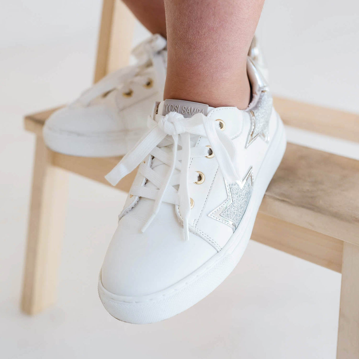 Miss Harper Sneaker in Silver Glitter - Kids from Yosi Samra