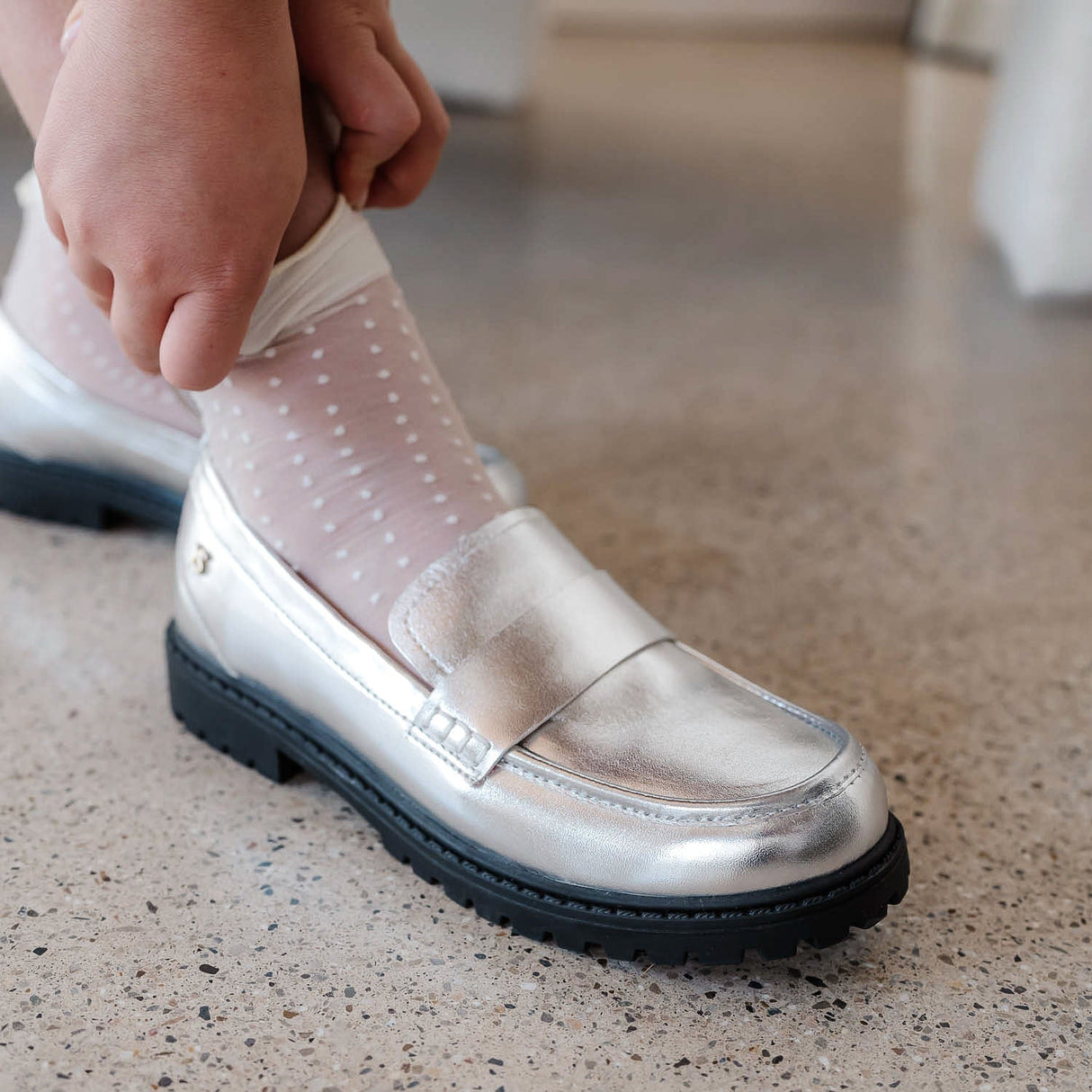 Miss Lydia Loafer in Silver - Kids from Yosi Samra