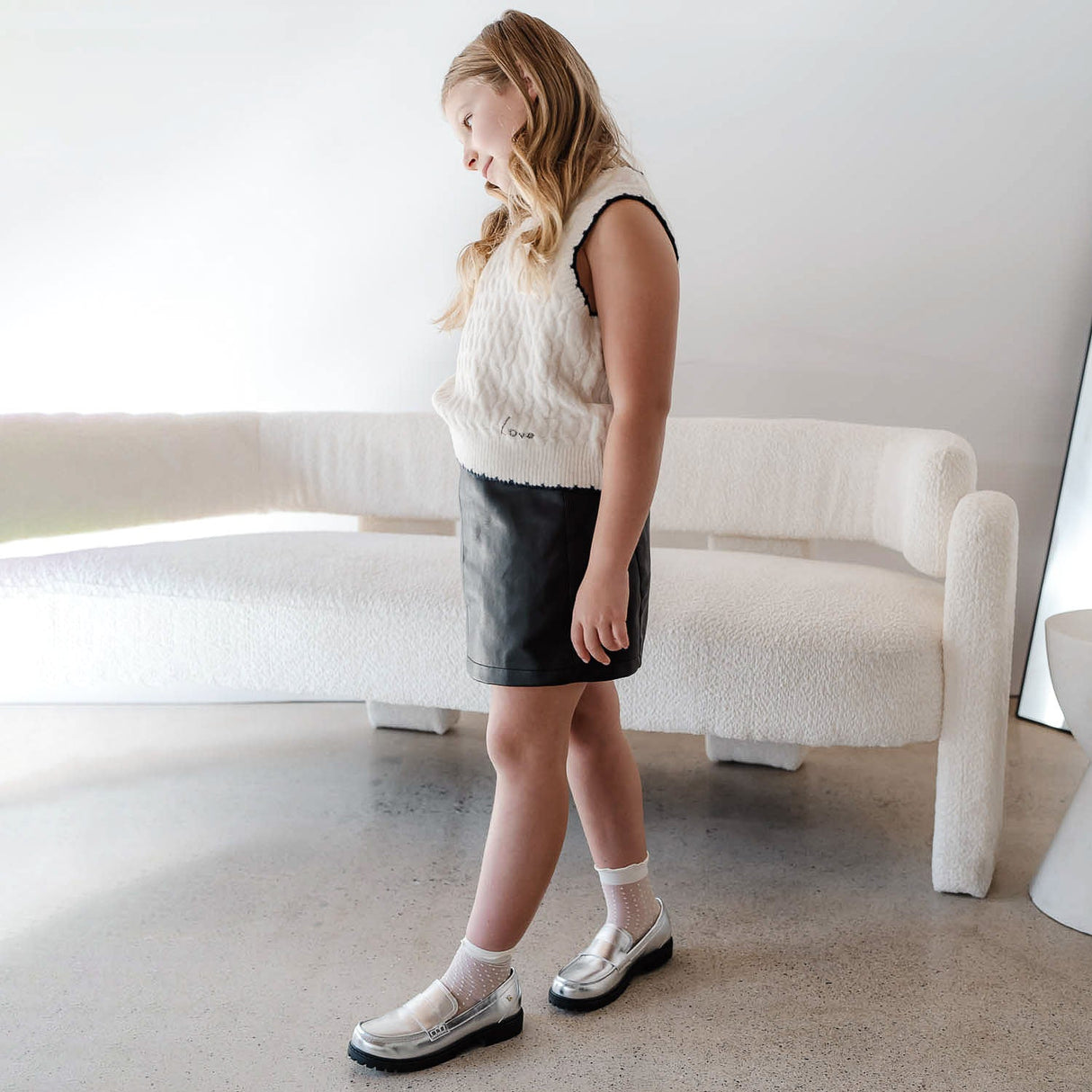 Miss Lydia Loafer in Silver - Kids from Yosi Samra