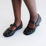 Miss Sadie Ballet Flat in Black Studs - Kids from Yosi Samra
