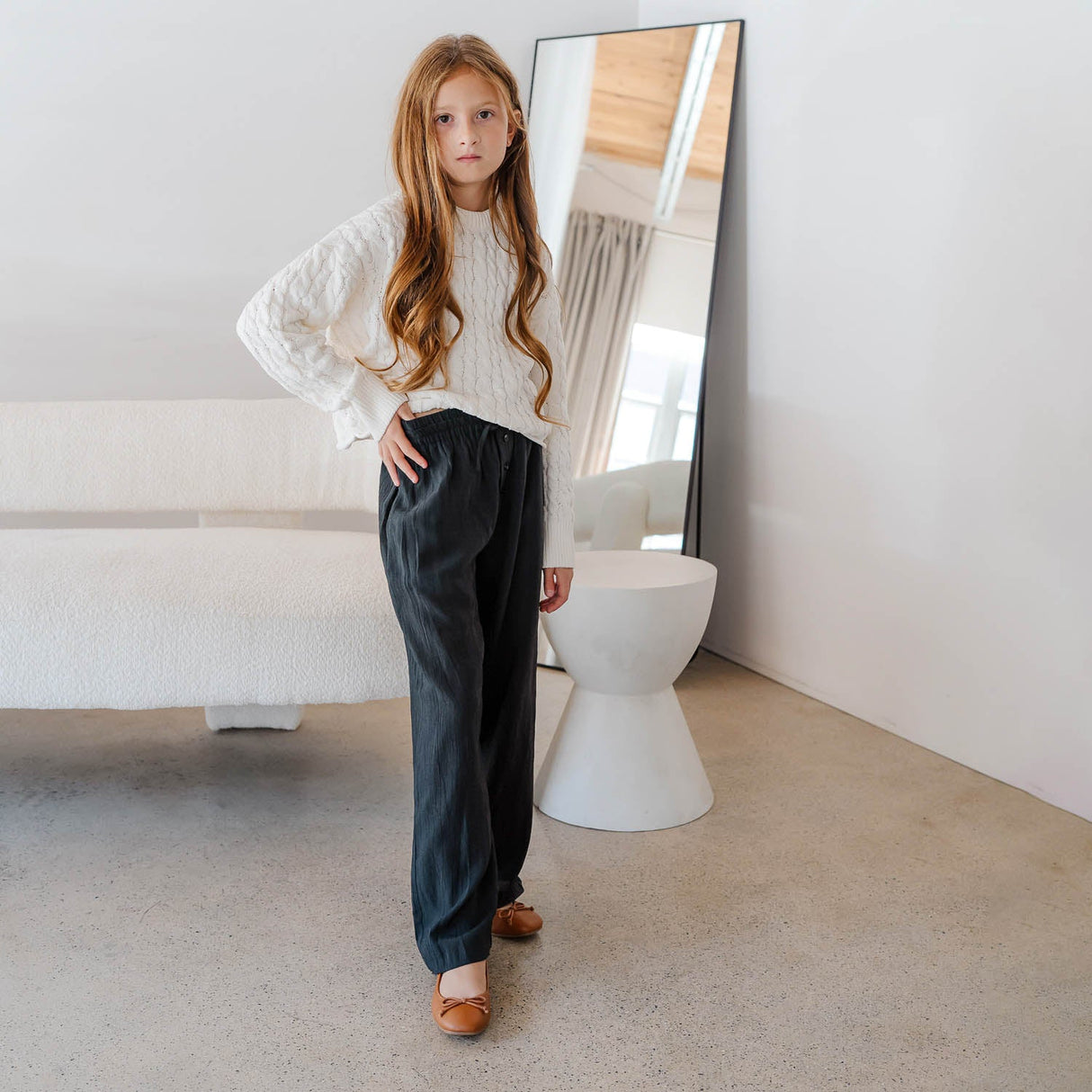 Miss Sadie Ballet Flat in Tan - Kids from Yosi Samra