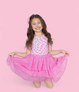 BUBBLEGUM WAVY CHECKERS DREAM TUTU DRESS from DREAM BIG LITTLE CO