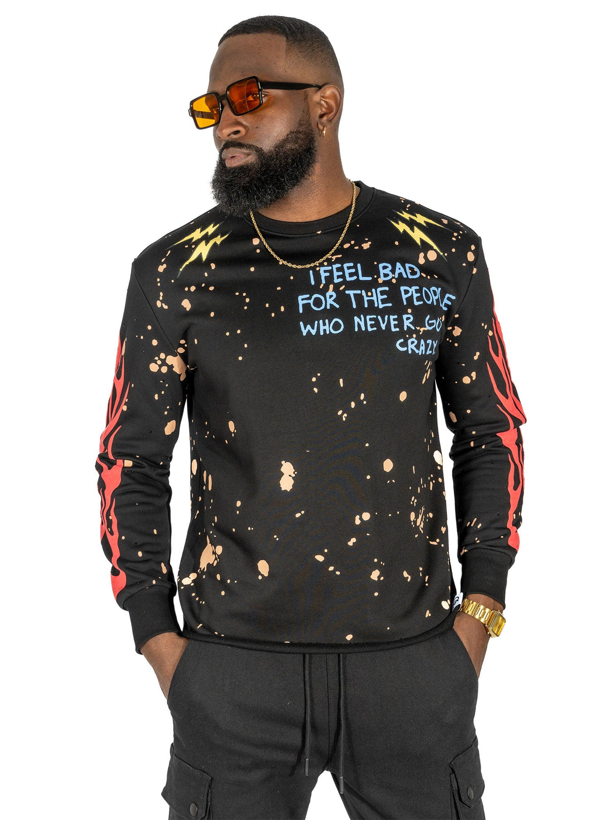 F4120 Toxic World Crewneck Sweatshirt  - Black From Makobi Jeans USA