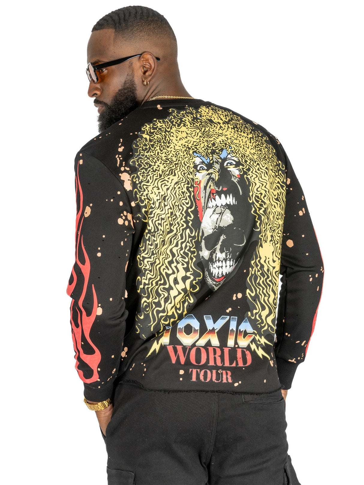 F4120 Toxic World Crewneck Sweatshirt  - Black From Makobi Jeans USA