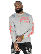 F4120 Toxic World Crewneck Sweatshirt  - Gray From Makobi Jeans USA