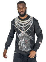 F4121 Sinners Welcome Crewneck Sweatshirt - Black From Makobi Jeans USA