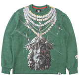 F4121 Sinners Welcome Crewneck Sweatshirt - Green From Makobi Jeans USA