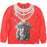 F4121 Sinners Welcome Crewneck Sweatshirt - Red From Makobi Jeans USA