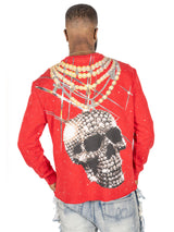 F4121 Sinners Welcome Crewneck Sweatshirt - Red From Makobi Jeans USA