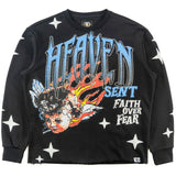 F4330 Heaven Sent Crewneck Sweatshirt - Black From Makobi Jeans USA
