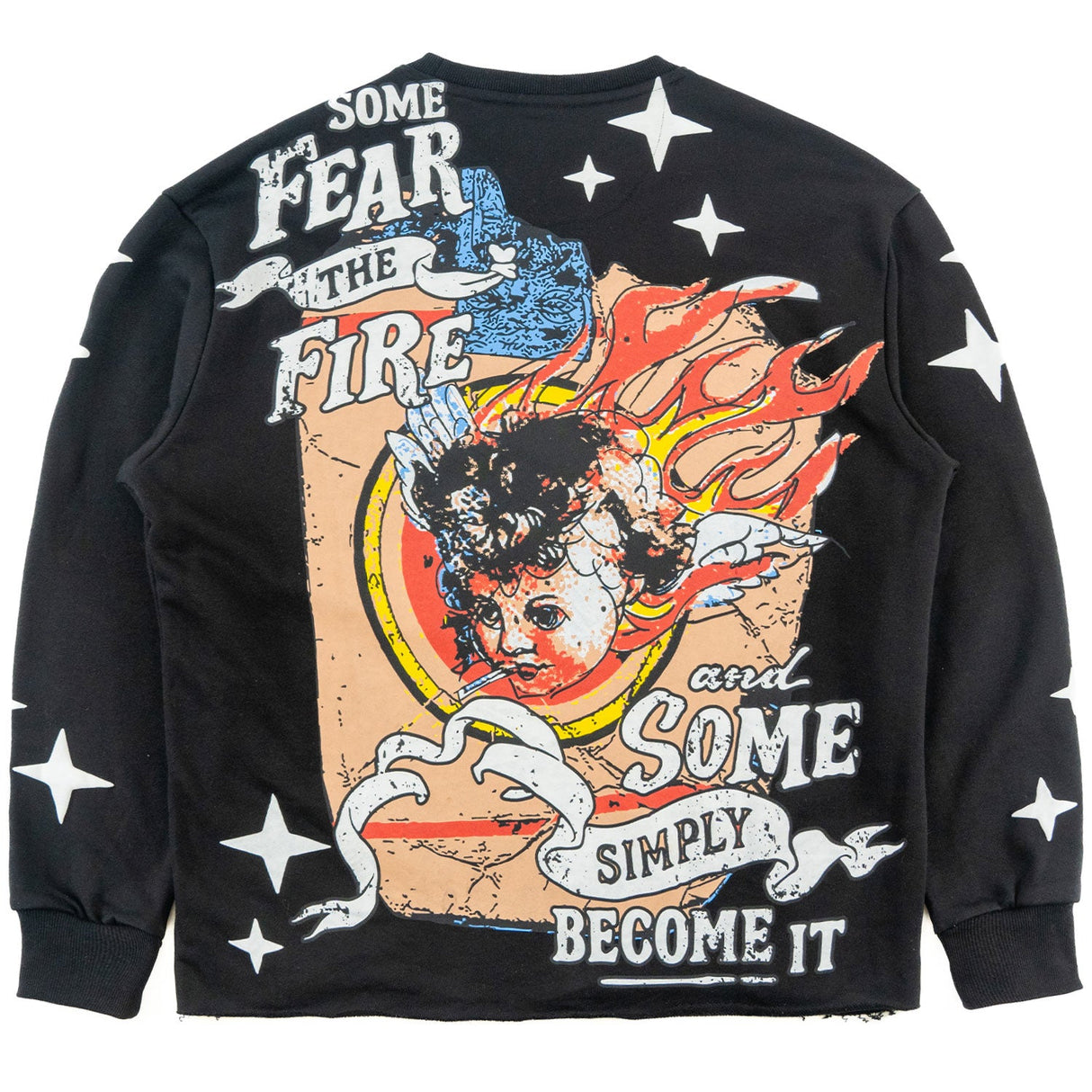 F4330 Heaven Sent Crewneck Sweatshirt - Black From Makobi Jeans USA