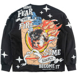 F4330 Heaven Sent Crewneck Sweatshirt - Black From Makobi Jeans USA