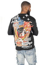 F4330 Heaven Sent Crewneck Sweatshirt - Black From Makobi Jeans USA