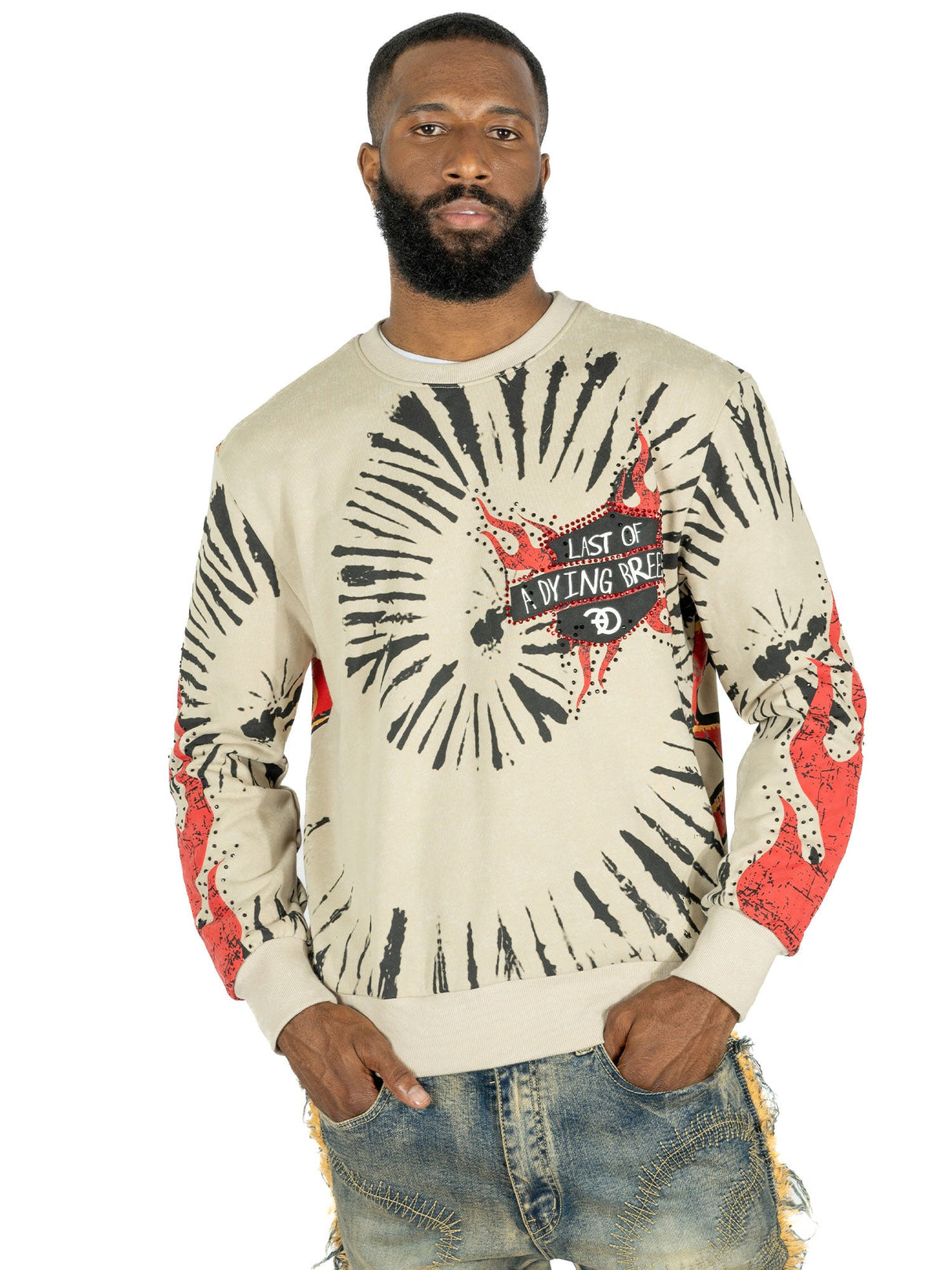 F4360 Dying Breed Crewneck Sweatshirt - Oat From Makobi Jeans USA