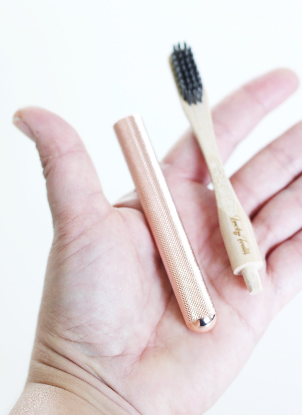 Replaceable Bamboo Toothbrush Copper Handle - Soft Charcoal Bristles from Lucky Teeth