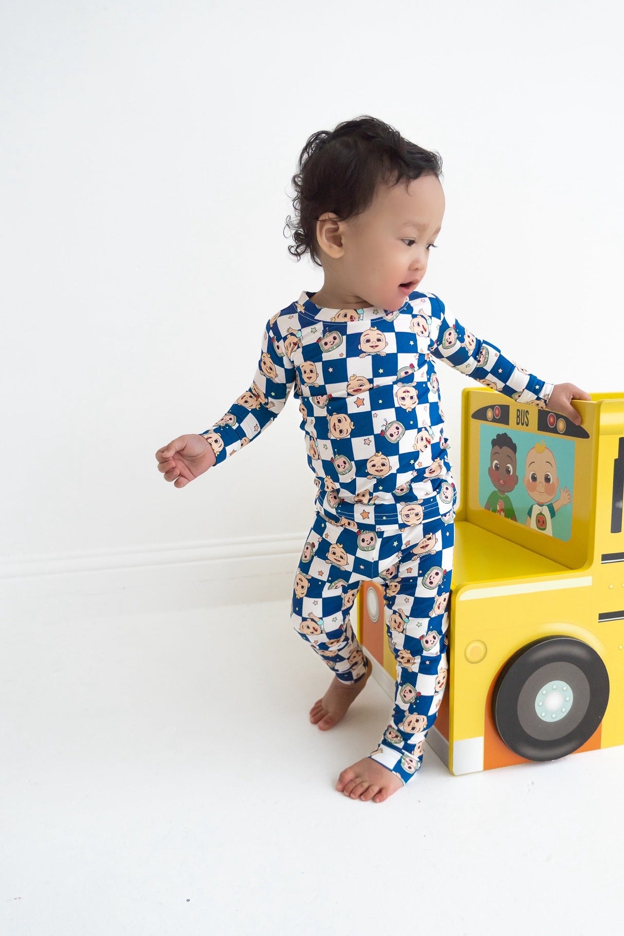 Dream Big Little Co x CoComelon JJ STARRY NIGHT CHECKERS DREAM ROMPER from DREAM BIG LITTLE CO
