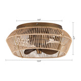 Farmhouse DC Motor Flush Mount Reversible Iron Ceiling Fan with LED Lighting and Remote 14" Control From ParrotUncle