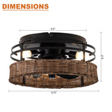 Farmhouse Flush Mount Reversible Ceiling Fan with Lighting and Remote Control From ParrotUncle