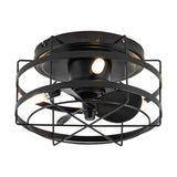 Madurai Farmhouse Flush Mount Reversible Ceiling Fan with Lighting and Remote Control From ParrotUncle