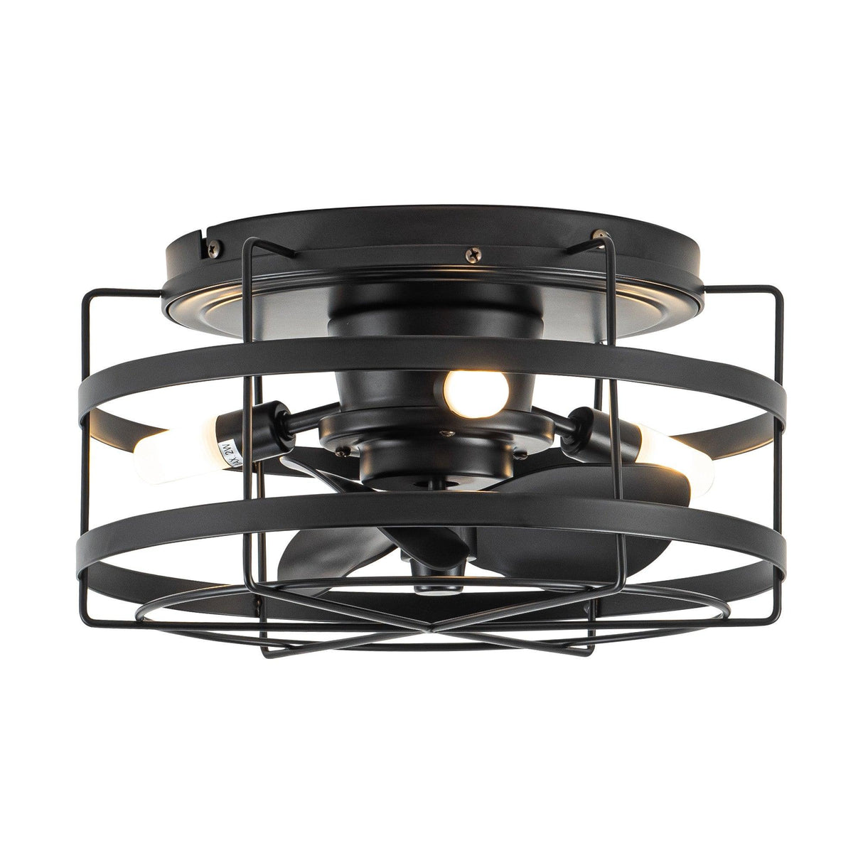 Madurai Farmhouse Flush Mount Reversible Ceiling Fan with Lighting and Remote Control From ParrotUncle