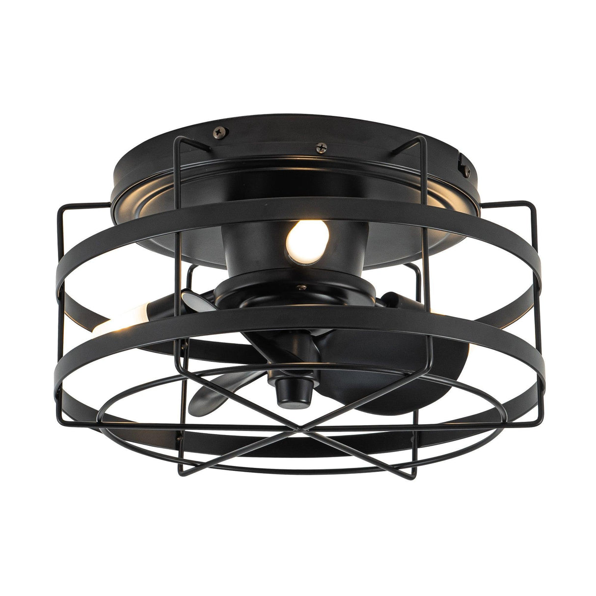 Madurai Farmhouse Flush Mount Reversible Ceiling Fan with Lighting and Remote Control From ParrotUncle