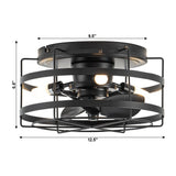 Madurai Farmhouse Flush Mount Reversible Ceiling Fan with Lighting and Remote Control From ParrotUncle