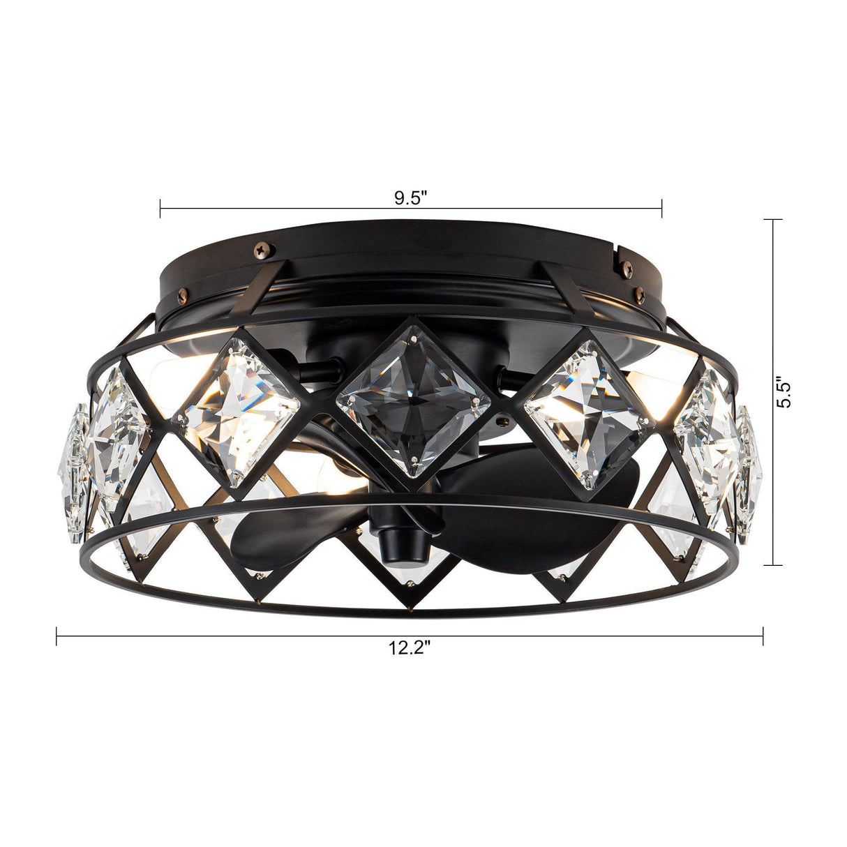 Srinager Modern DC Motor Flush Mount Reversible Crystal Ceiling Fan with Lighting and Remote Control From ParrotUncle