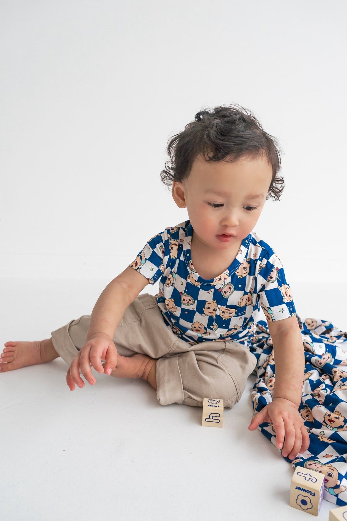 Dream Big Little Co x CoComelon JJ STARRY NIGHT CHECKERS DREAM POCKET TEE from DREAM BIG LITTLE CO
