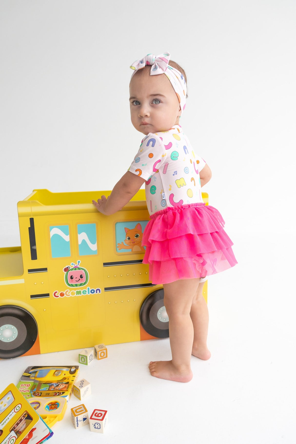 Dream Big Little Co x CoComelon ALPHABET DREAM TUTU SHORT SLEEVE BODYSUIT DRESS from DREAM BIG LITTLE CO