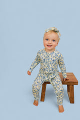 VINTAGE CITRUS TOILE DREAM RUFFLE ROMPER from DREAM BIG LITTLE CO