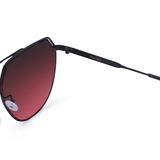 Farrah - Black Frame Ruby Lens Square Aviator Sunglasses from TopFoxx