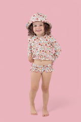 FUN IN THE SUN DREAM TWO-PIECE RASH GUARD RUFFLE SWIM SUIT from DREAM BIG LITTLE CO