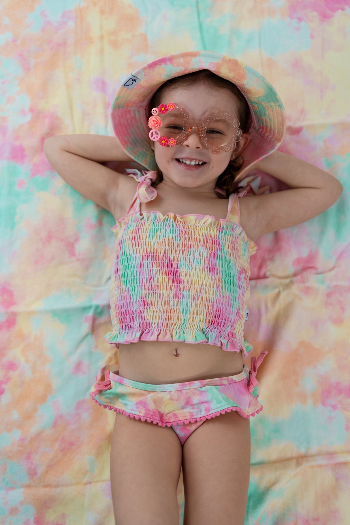 RAINBOW CLOUDS DREAM SMOCKED TANKINI TWO PIECE SWIM SUIT from DREAM BIG LITTLE CO