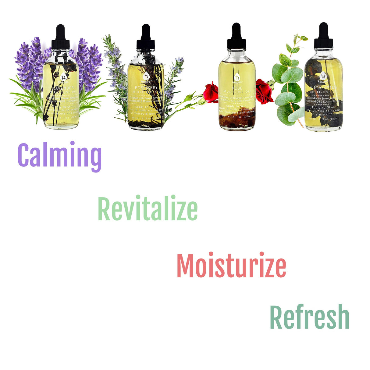 Floral Essence Multi-Use Body Oils Bundle (4 oz each) from Pursonic