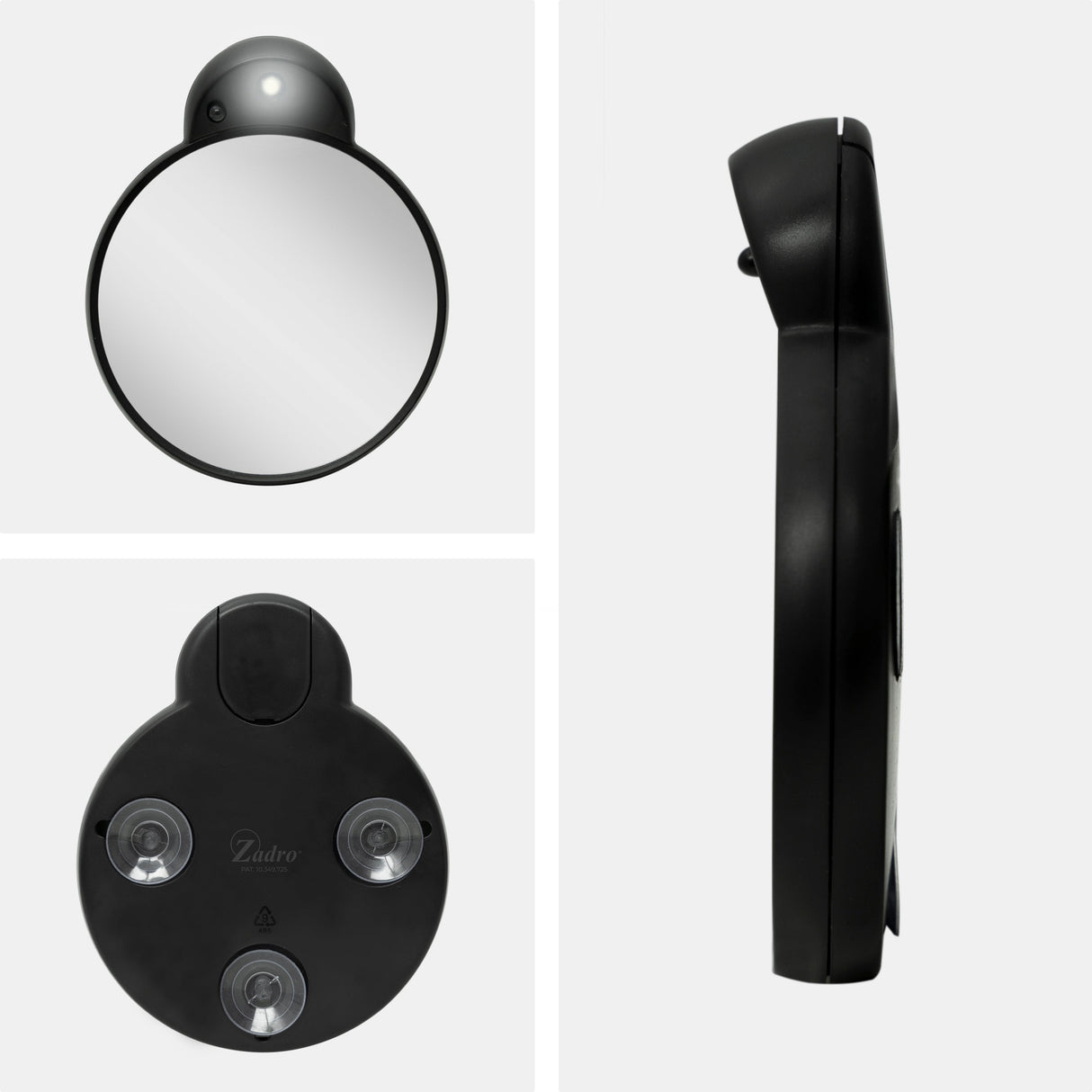 Lighted Compact Mirror with Magnification & Retractable Suction Cups from Zadro